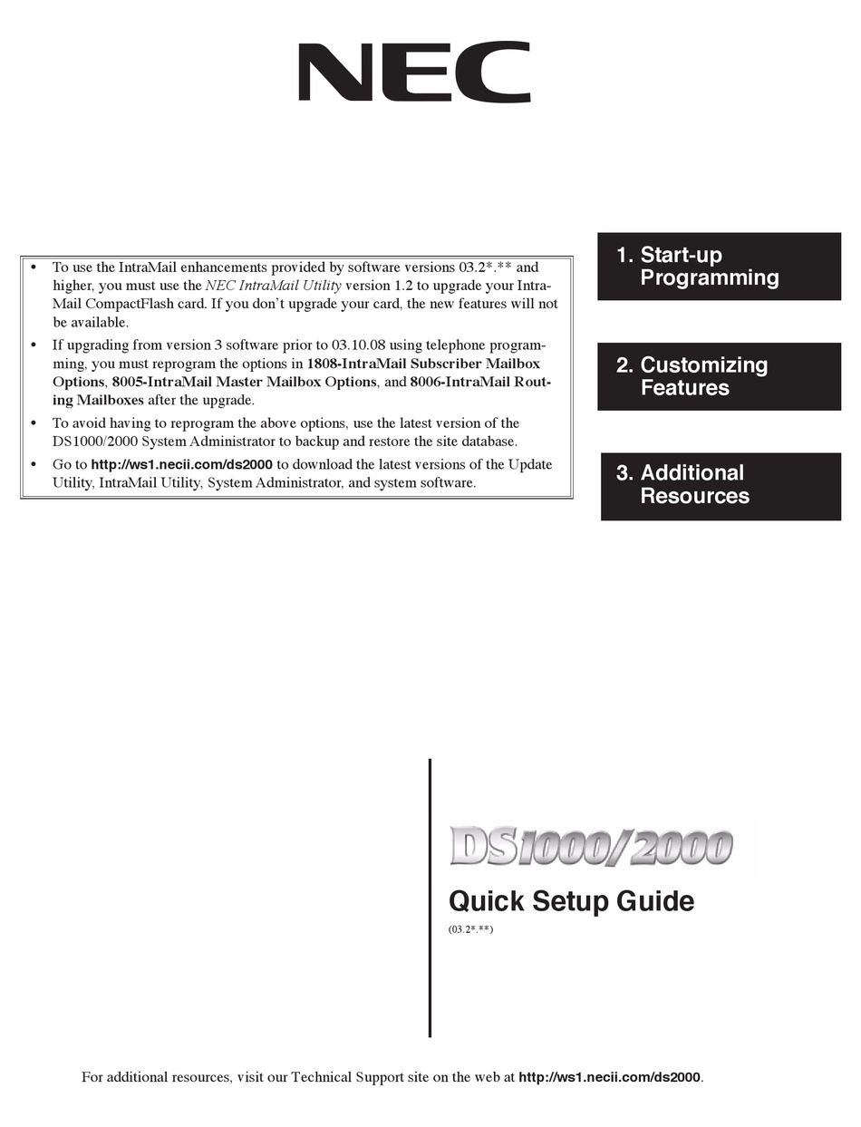 NEC DS1000 QUICK SETUP MANUAL Pdf Download | ManualsLib