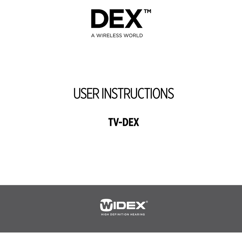 WIDEX TVDEX USER INSTRUCTIONS Pdf Download ManualsLib