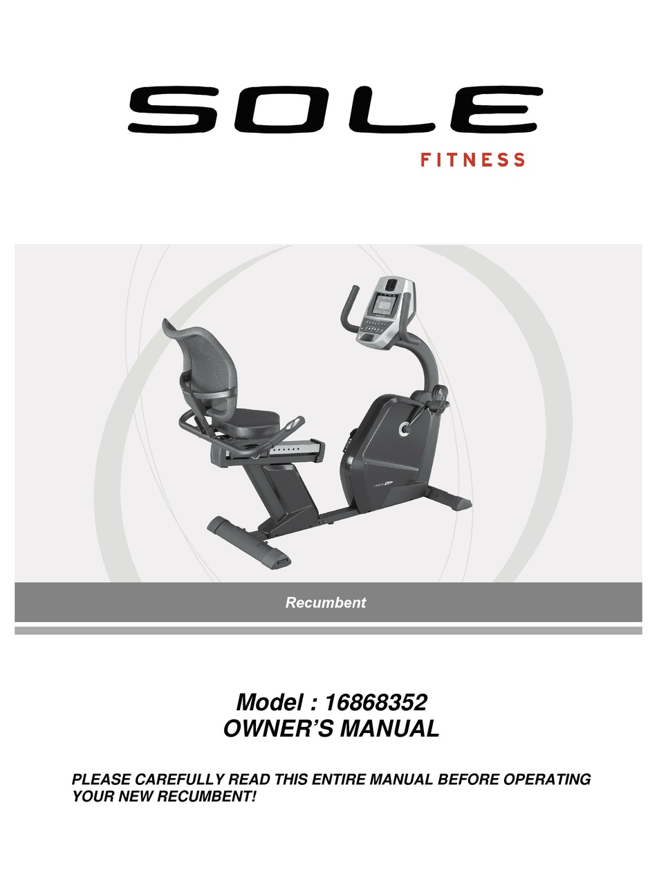 SOLE FITNESS 16868352 OWNER'S MANUAL Pdf Download ManualsLib