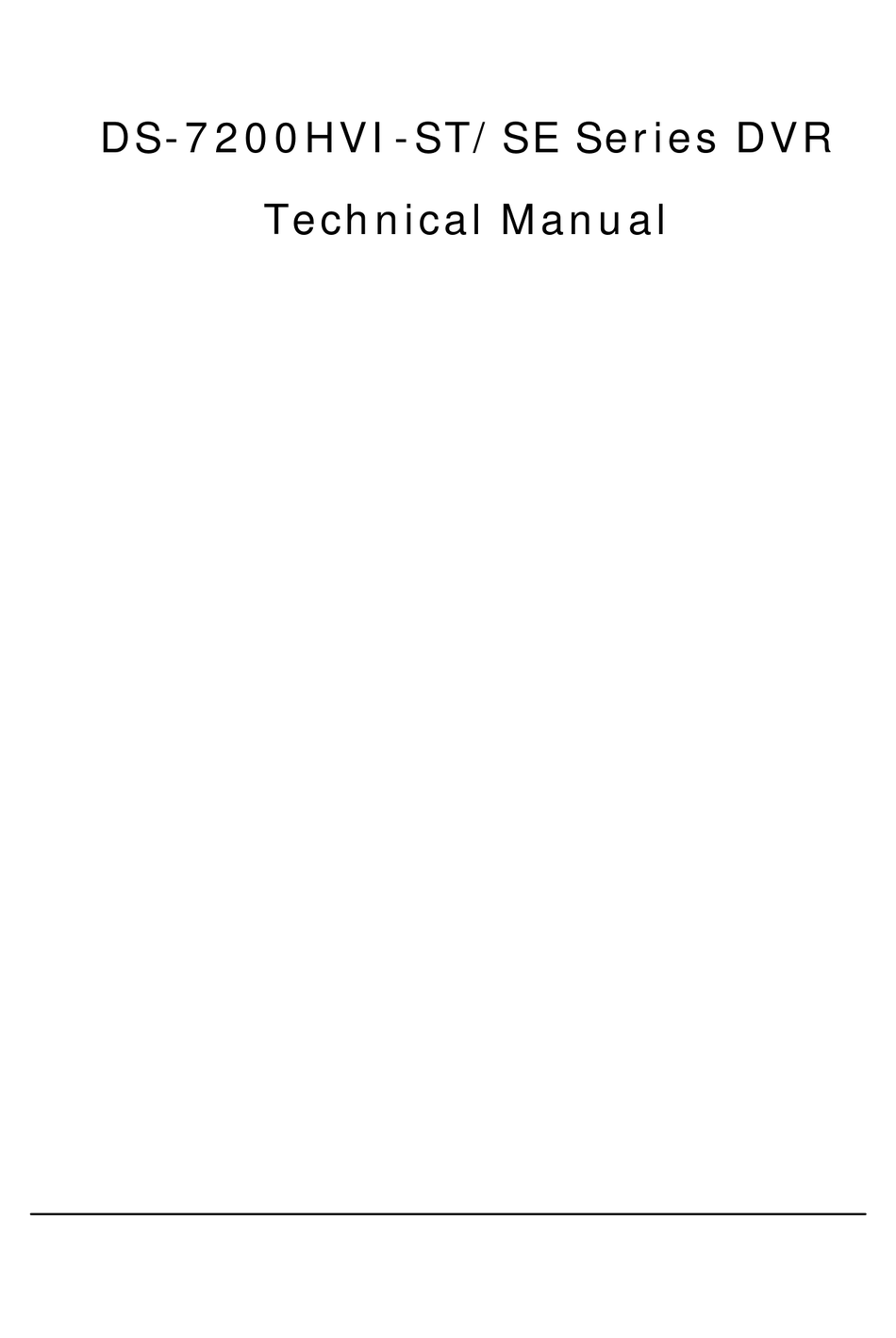 HIKVISION DS7200HVIST/SE SERIES TECHNICAL MANUAL Pdf Download