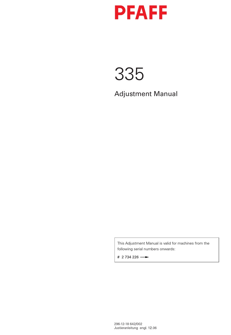 Pfaff 335 Adjustment Manual Pdf Download Manualslib