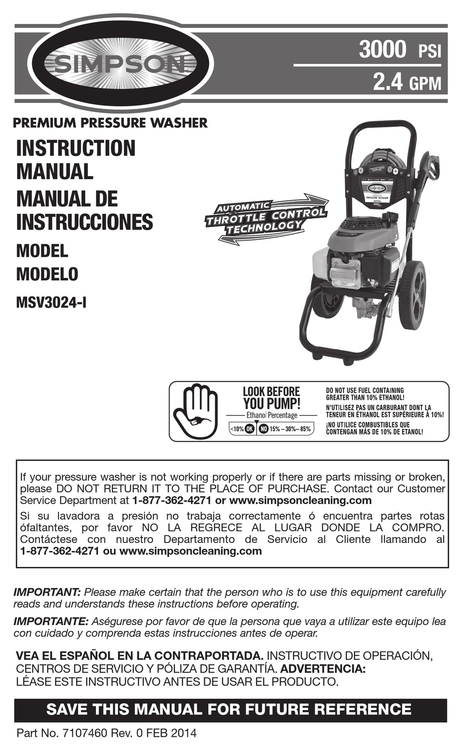 SIMPSON MSV3024-I INSTRUCTION MANUAL Pdf Download | ManualsLib