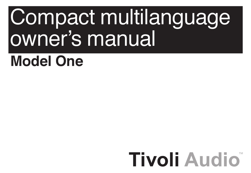 TIVOLI AUDIO MODEL ONE OWNER'S MANUAL Pdf Download | ManualsLib