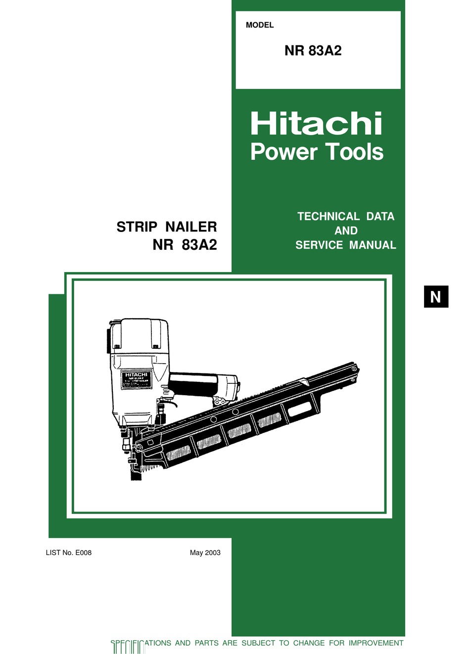 HITACHI NR 83A2 TECHNICAL DATA AND SERVICE MANUAL Pdf Download ManualsLib