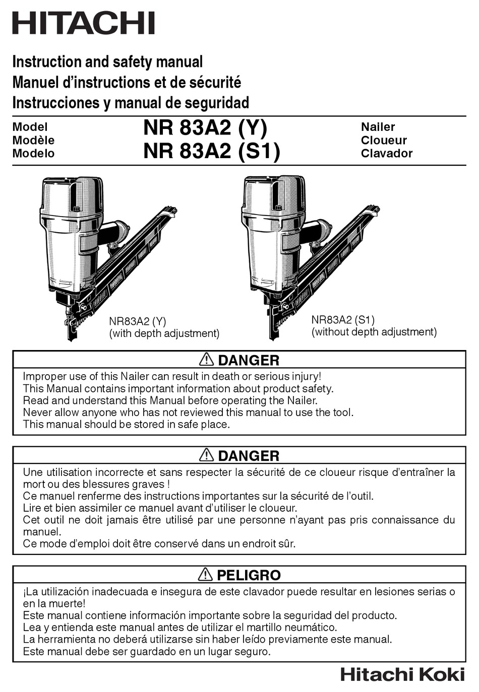 HITACHI NR 83A2 (Y) INSTRUCTION AND SAFETY MANUAL Pdf Download ManualsLib