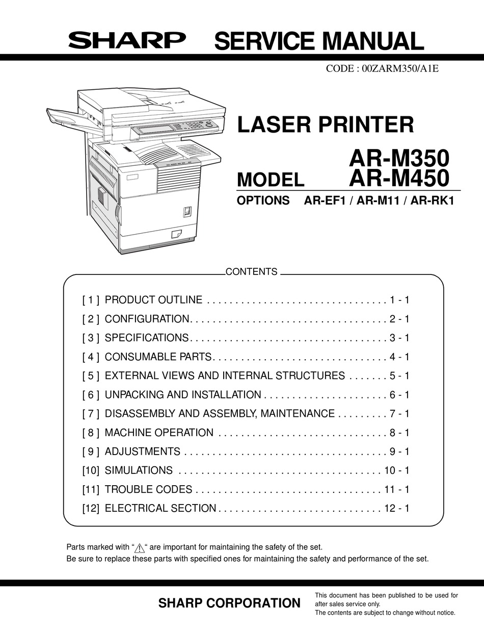 SHARP ARM450 SERVICE MANUAL Pdf Download ManualsLib
