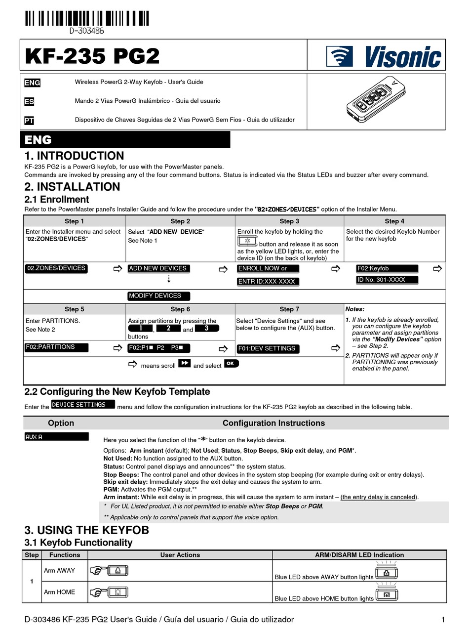 VISONIC KF235 PG2 USER MANUAL Pdf Download ManualsLib