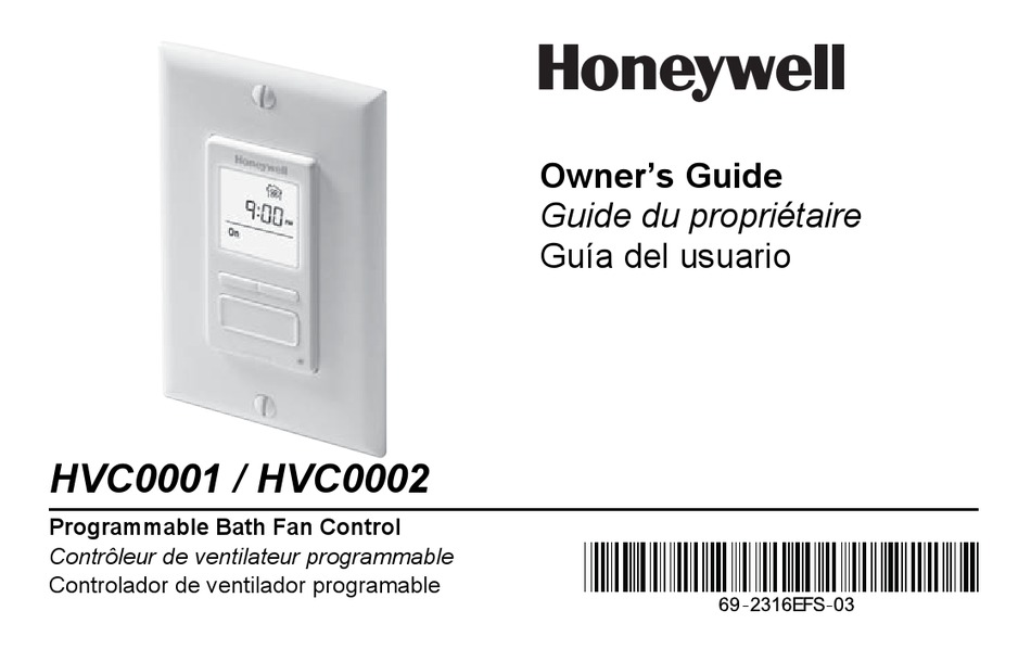 Honeywell HVC0001 Digital Bath Fan Control 