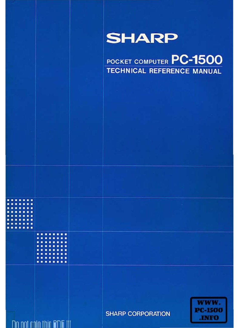 Sharp Pc 1500 Technical Reference Manual Pdf Download Manualslib