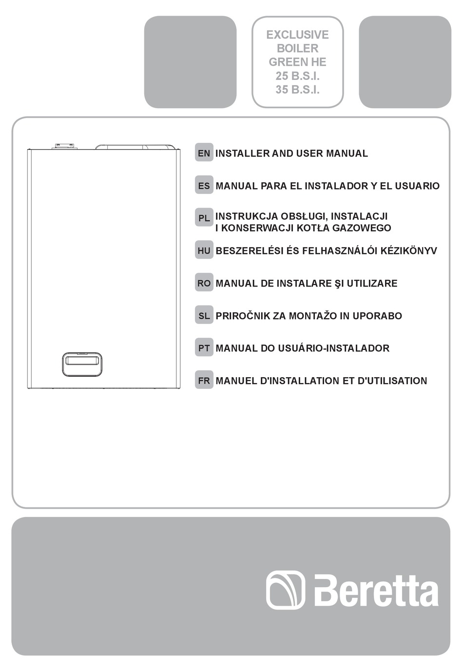 BERETTA EXCLUSIVE GREEN HE 25 B.S.I. INSTALLER AND USER MANUAL Pdf