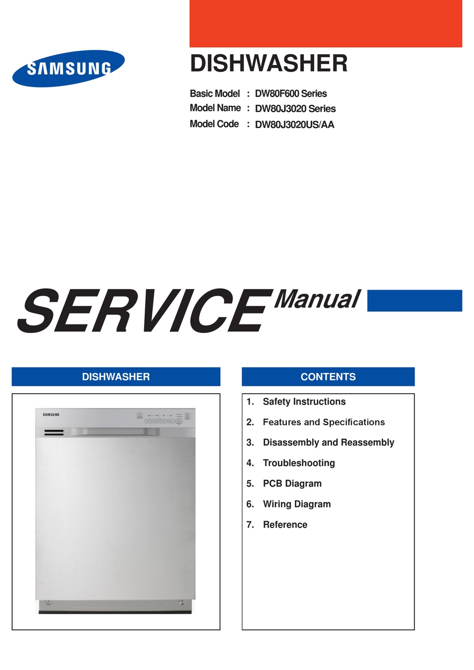 Samsung Dw80f600 Series Service Manual