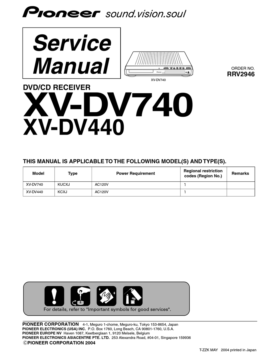 Pioneer Xv Dv740 Service Manual Pdf Download Manualslib