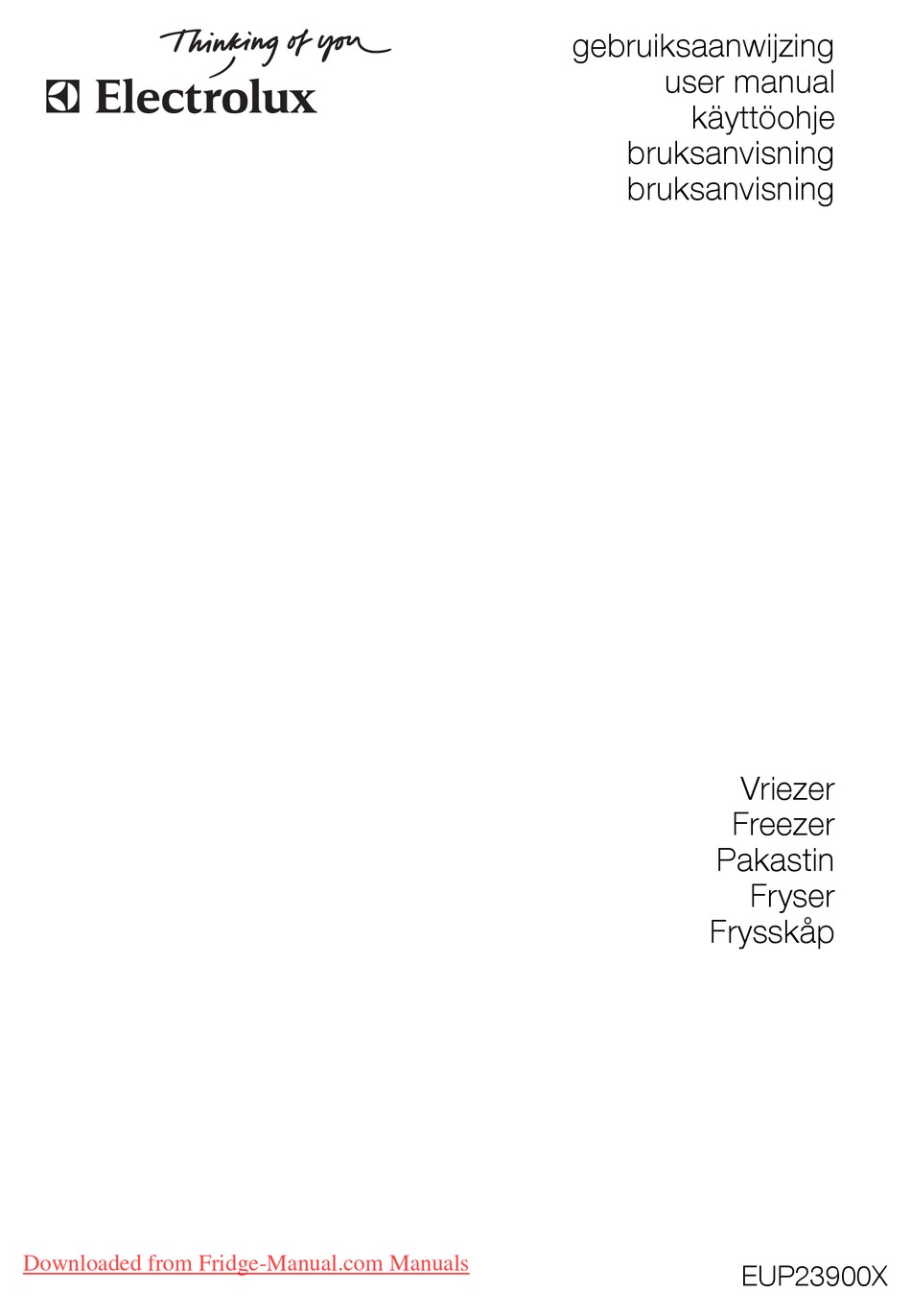 Electrolux Eup23900x User Manual Pdf Download Manualslib
