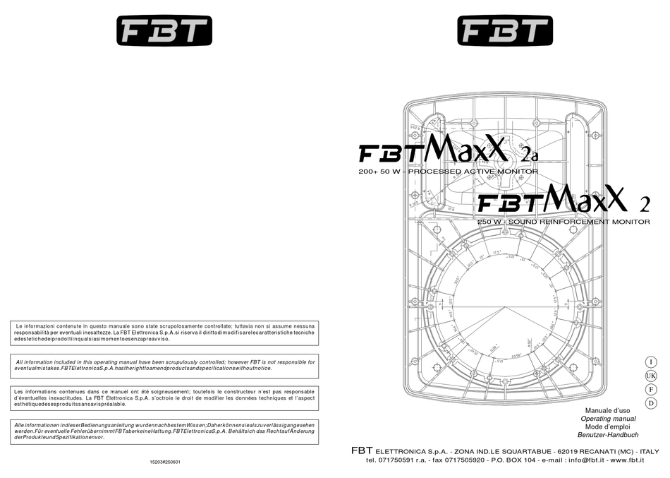 Fbt Maxx 2a Operating Manual Pdf Download Manualslib