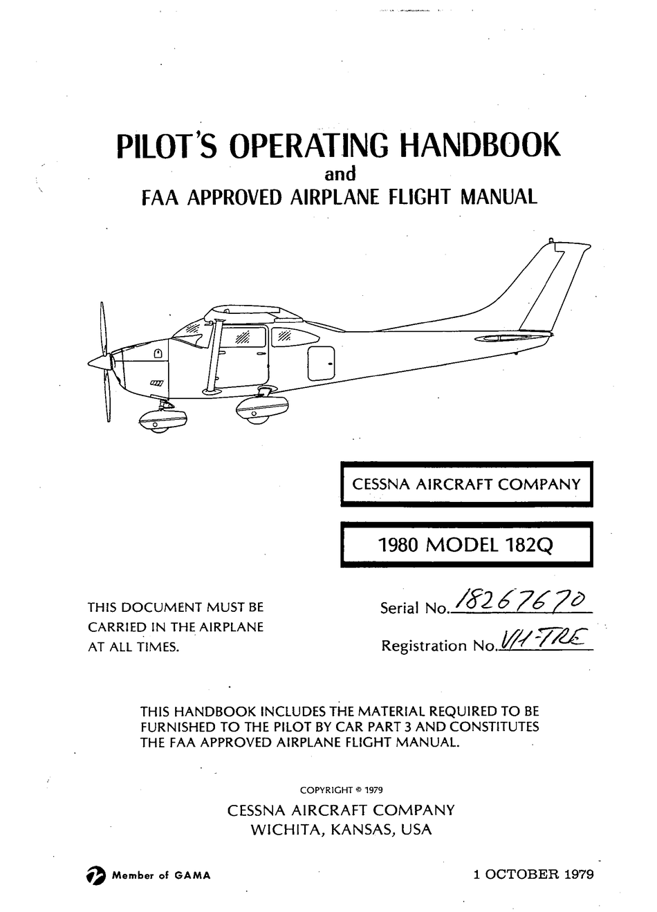 CESSNA 1980 182Q PILOT'S OPERATING HANDBOOK AND FLIGHT MANUAL Pdf ...