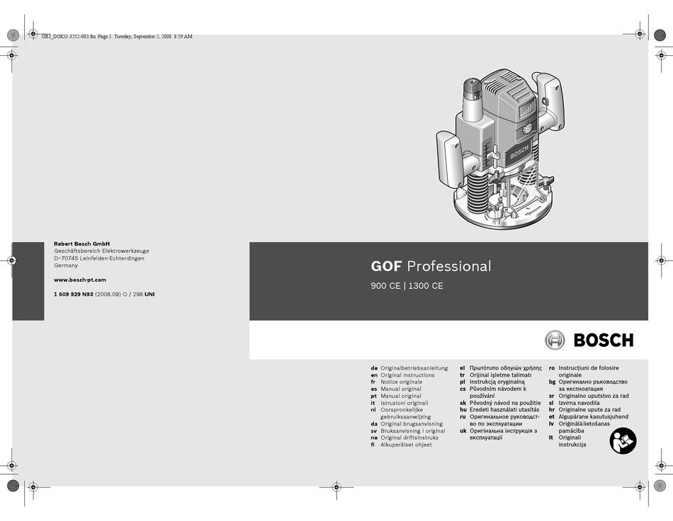 BOSCH GOF PROFESSIONAL 900 CE ORIGINAL INSTRUCTIONS MANUAL Pdf Download ...