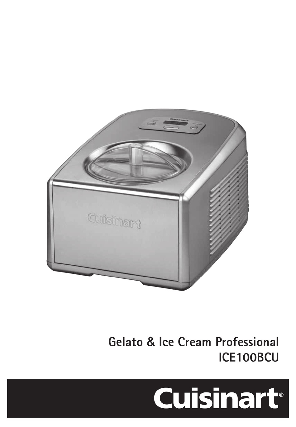 CUISINART ICE100BCU USER MANUAL Pdf Download | ManualsLib