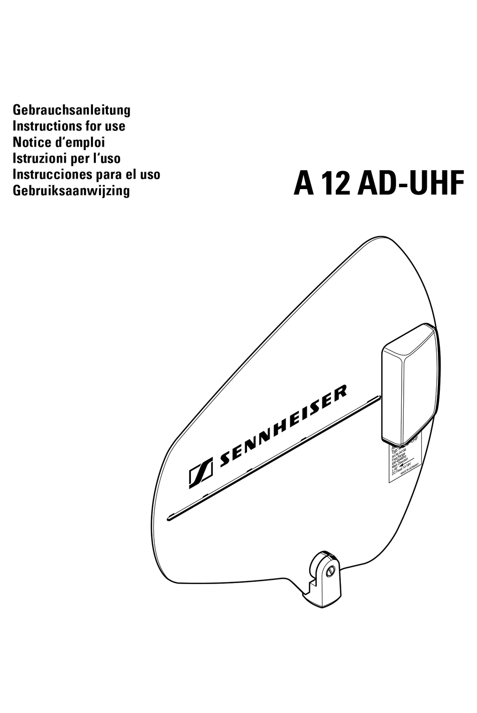 Sennheiser A 12 Ad Uhf Instructions For Use Manual Pdf Download Manualslib