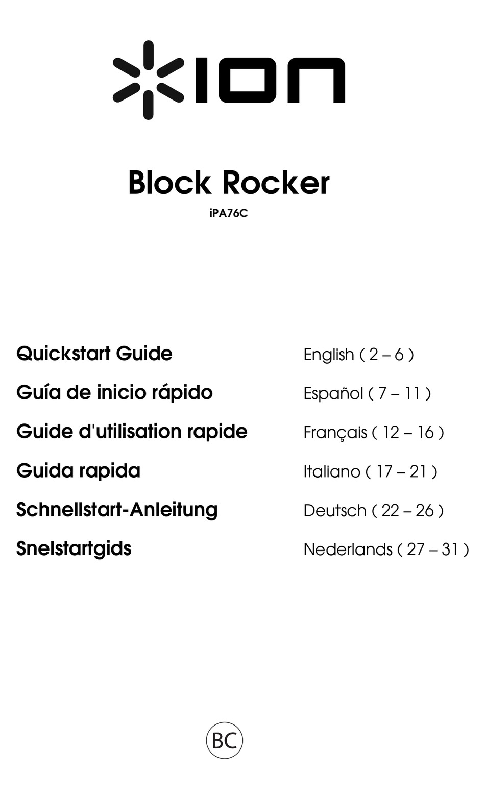 ION BLOCK ROCKER IPA76C QUICK START MANUAL Pdf Download ManualsLib