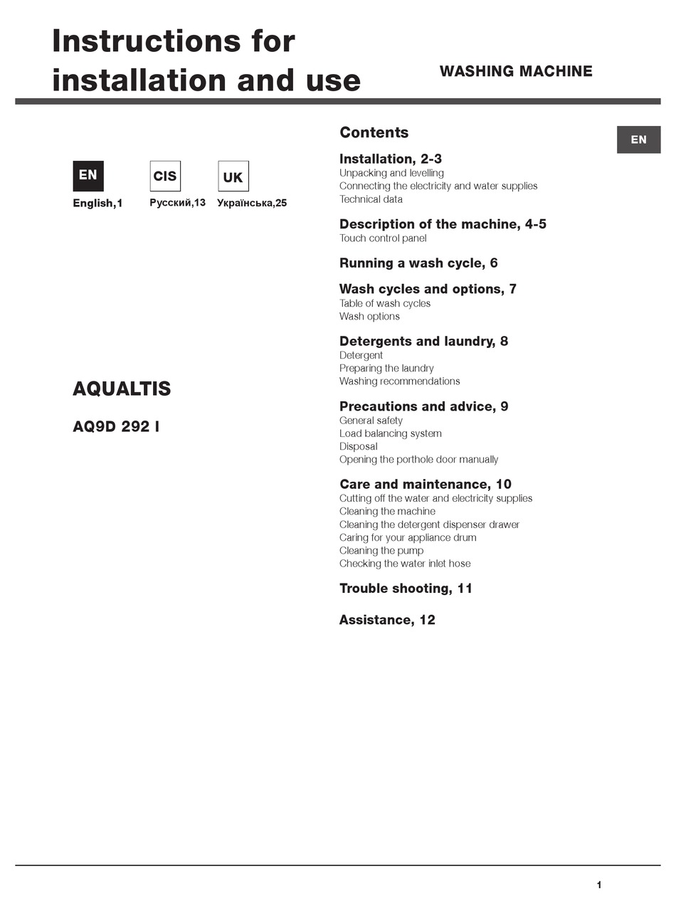 Неисправности И Методы Их Устранения - Hotpoint Ariston AQUALTIS AQ9D 292 I  Instructions For Installation And Use Manual [Page 23] | ManualsLib