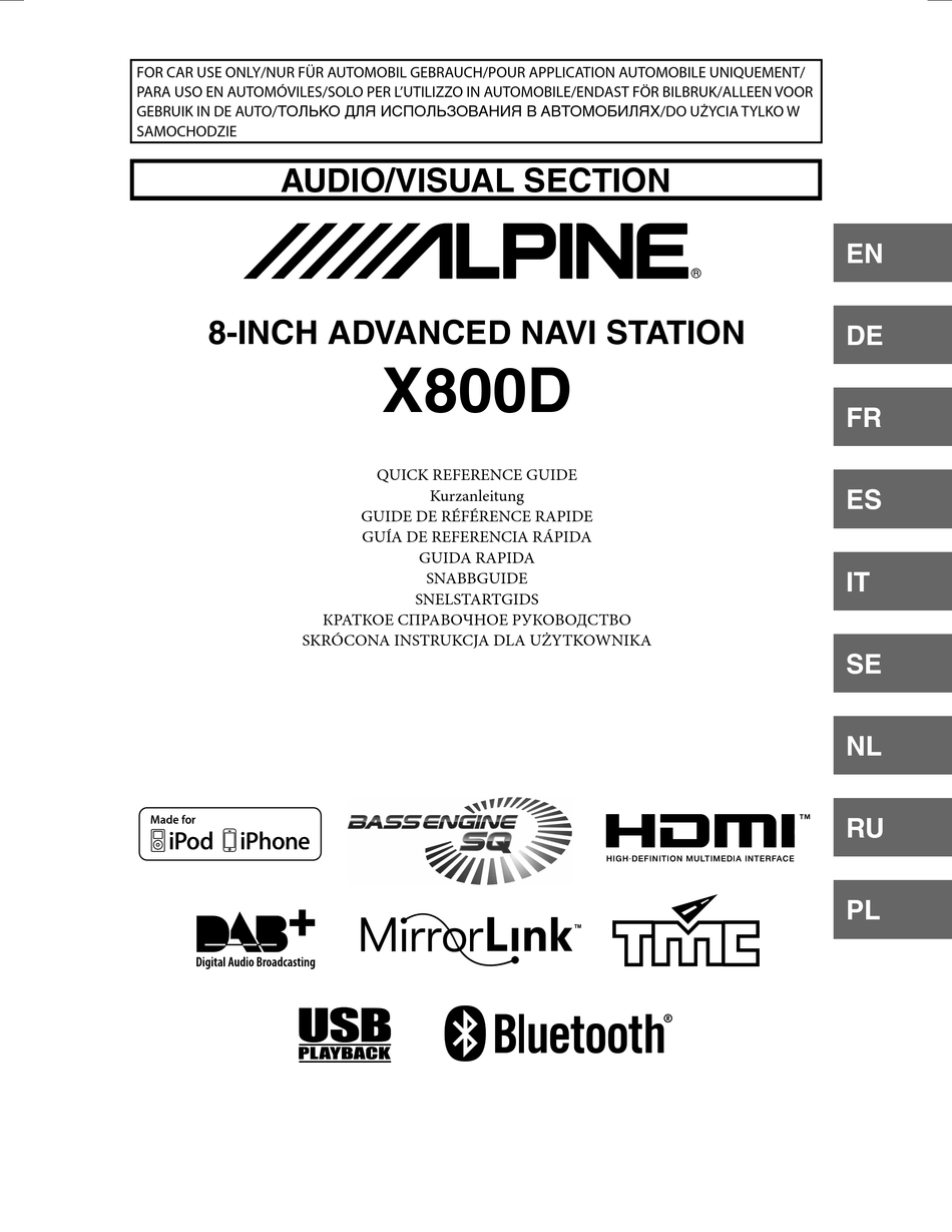 ALPINE X800D QUICK REFERENCE MANUAL Pdf Download ManualsLib