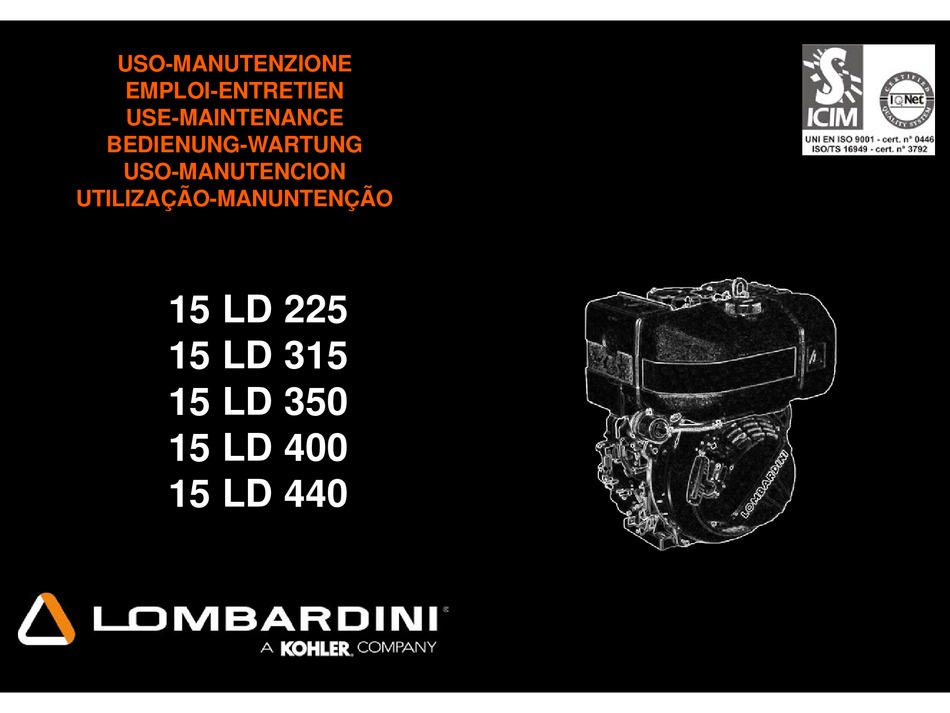 Lombardini 15LD 225 315 350 400 440 Betriebsanleitung Manutenzione Manual 2004 