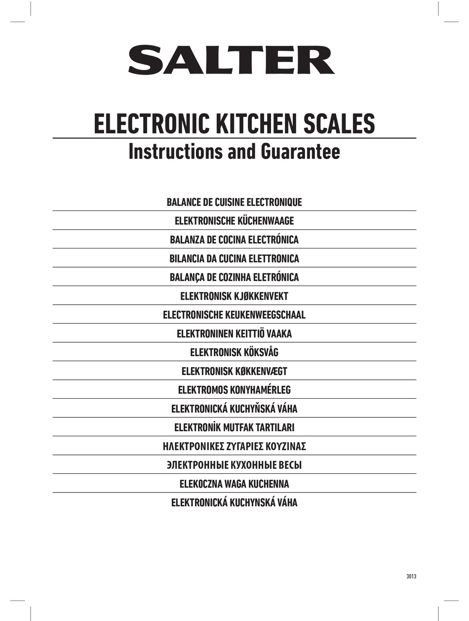 SALTER 3013 INSTRUCTIONS AND GUARANTEE Pdf Download ManualsLib