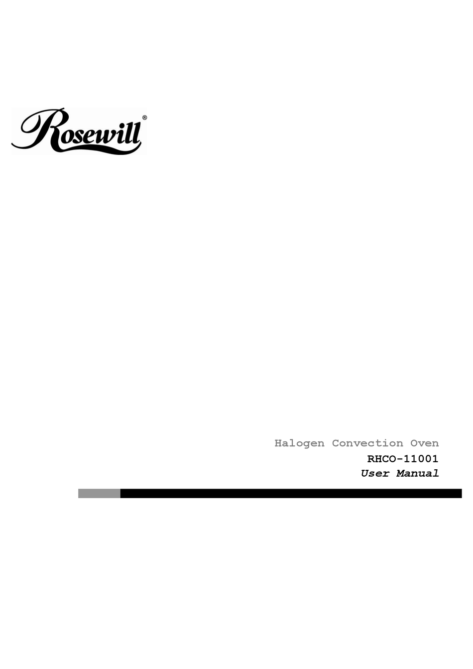 ROSEWILL RHCO-11001 USER MANUAL Pdf Download | ManualsLib