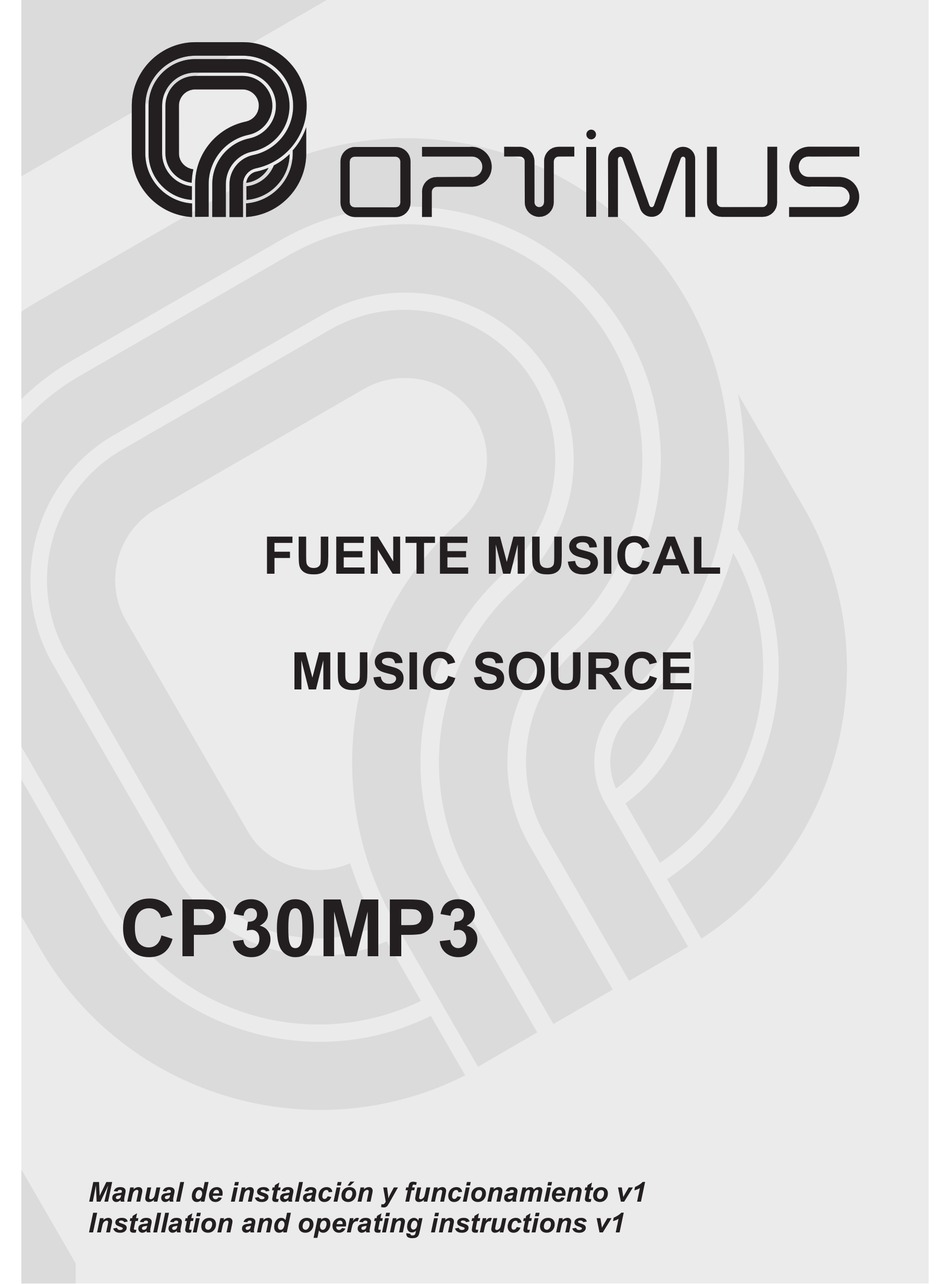 OPTIMUS CP30MP3 INSTALLATION AND OPERATING INSTRUCTIONS MANUAL Pdf