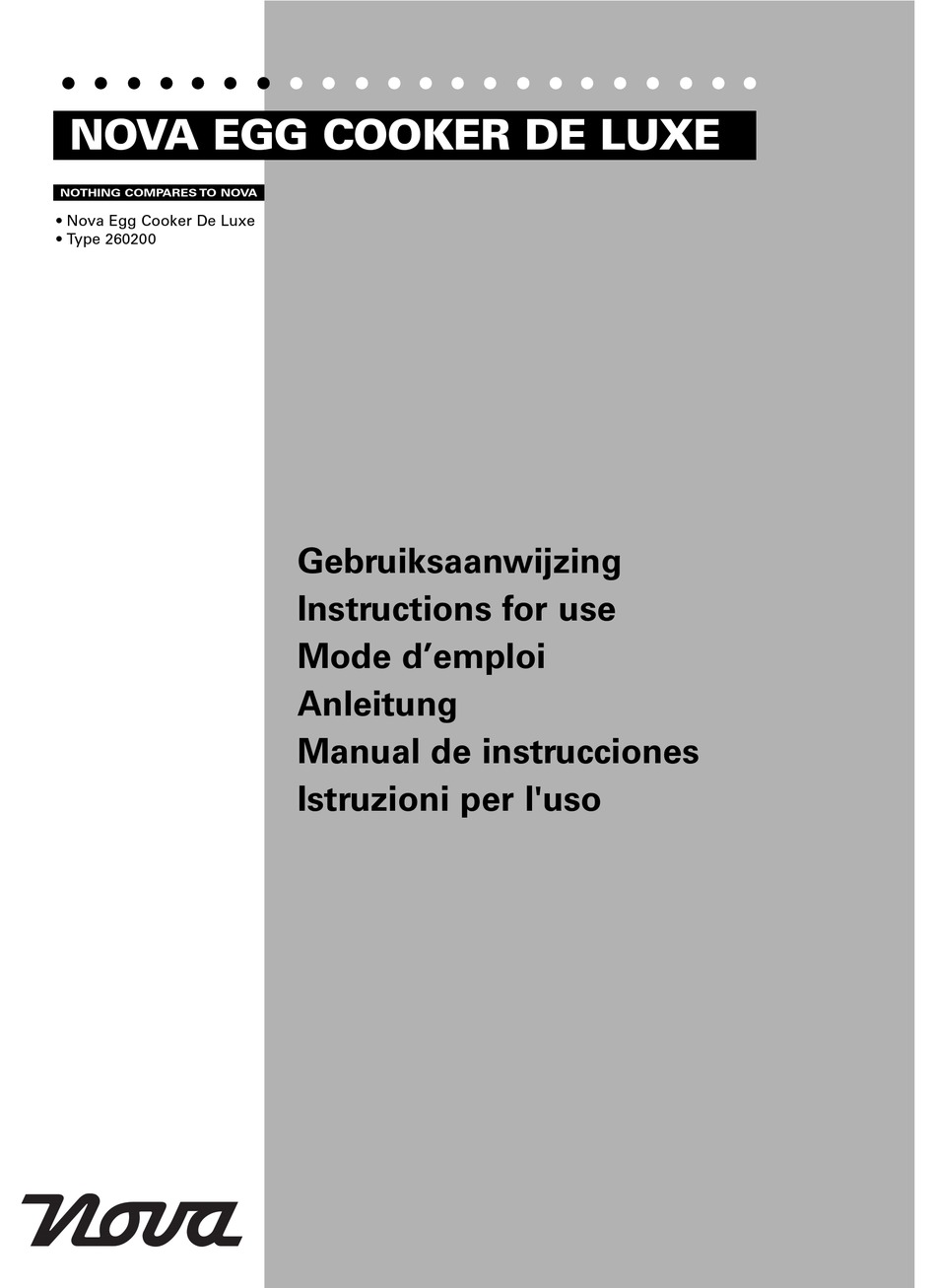 NOVA EGG COOKER DE LUXE INSTRUCTIONS FOR USE MANUAL Pdf Download