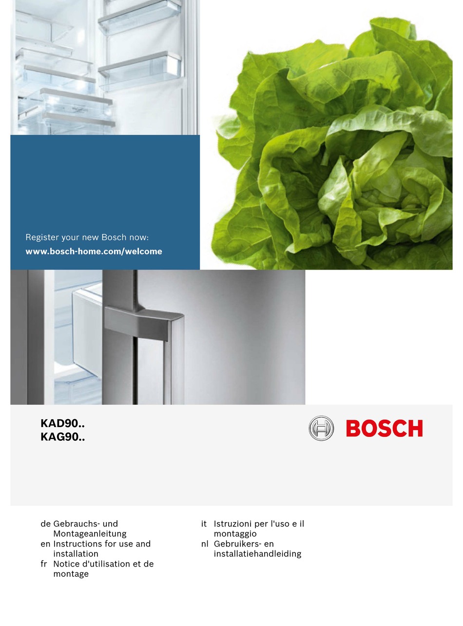BOSCH KAD90 SERIES INSTRUCTIONS FOR USE AND INSTALLATION Pdf Download
