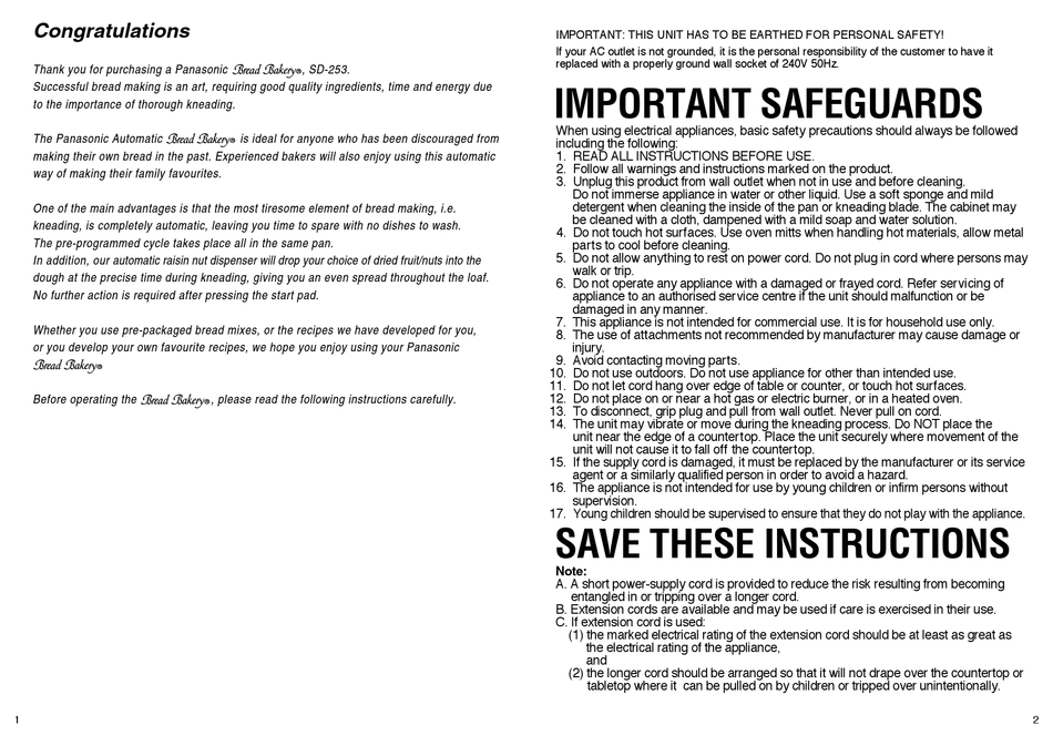 panasonic bread bakery manual panasonic bread bakery manual