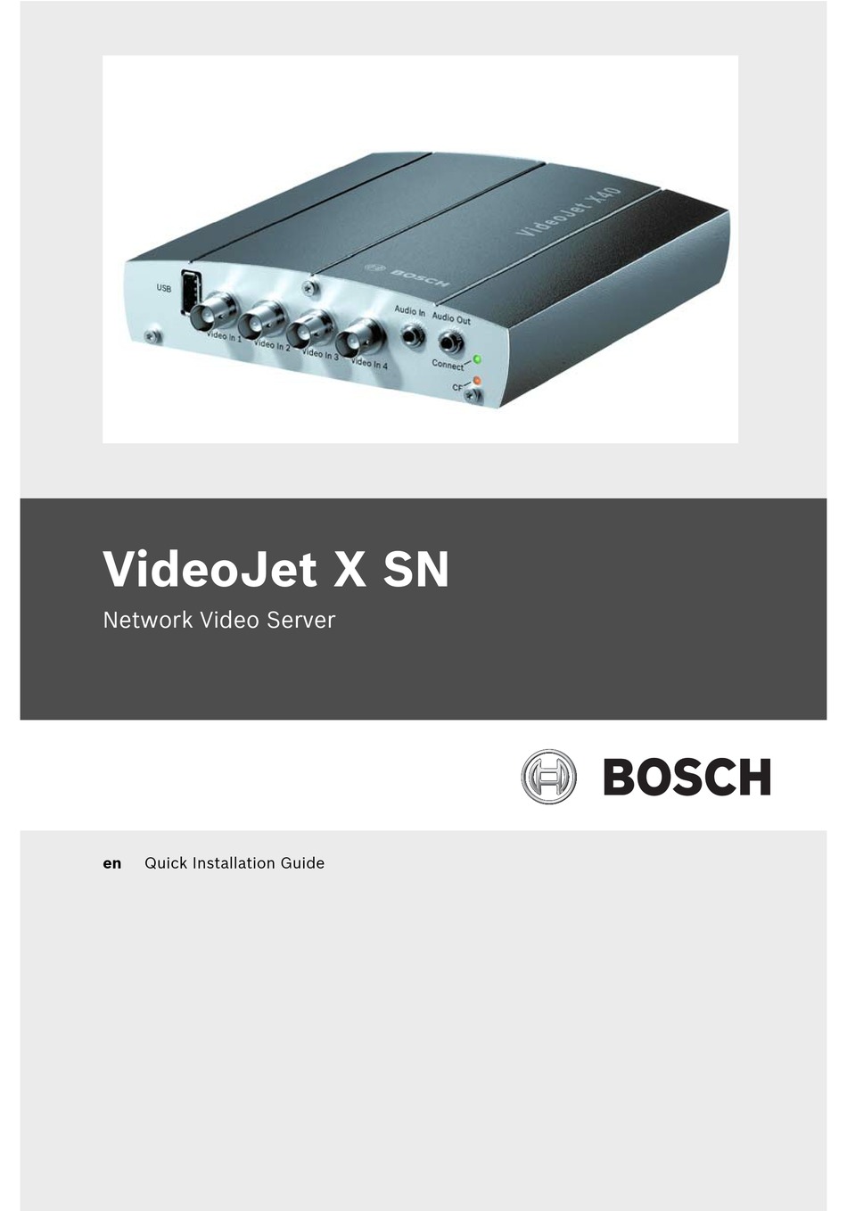 BOSCH VIDEOJET X SN QUICK INSTALLATION MANUAL Pdf Download ManualsLib