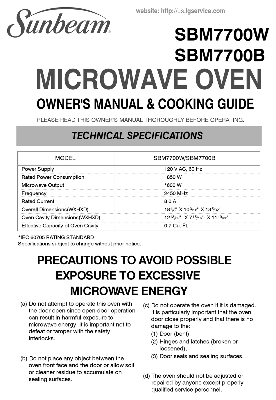 Sunbeam 1 cu. ft. Microwave - SBMW1049SS