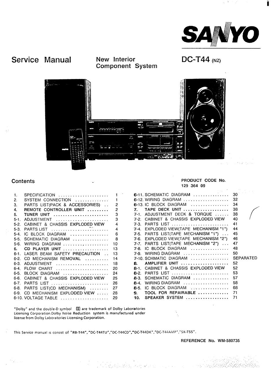 SANYO DC-T44 SERVICE MANUAL Pdf Download | ManualsLib