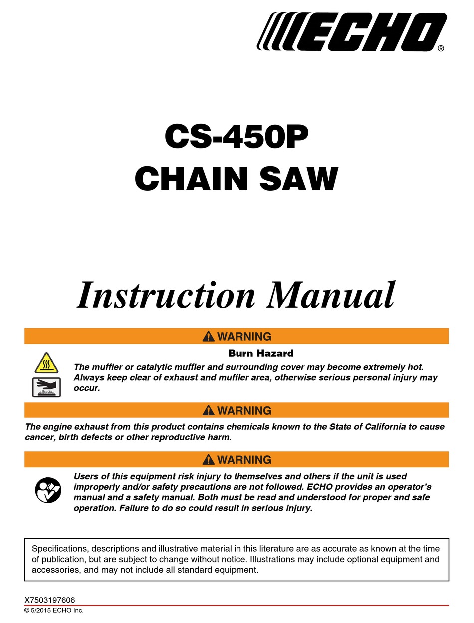 ECHO CS450P INSTRUCTION MANUAL Pdf Download ManualsLib