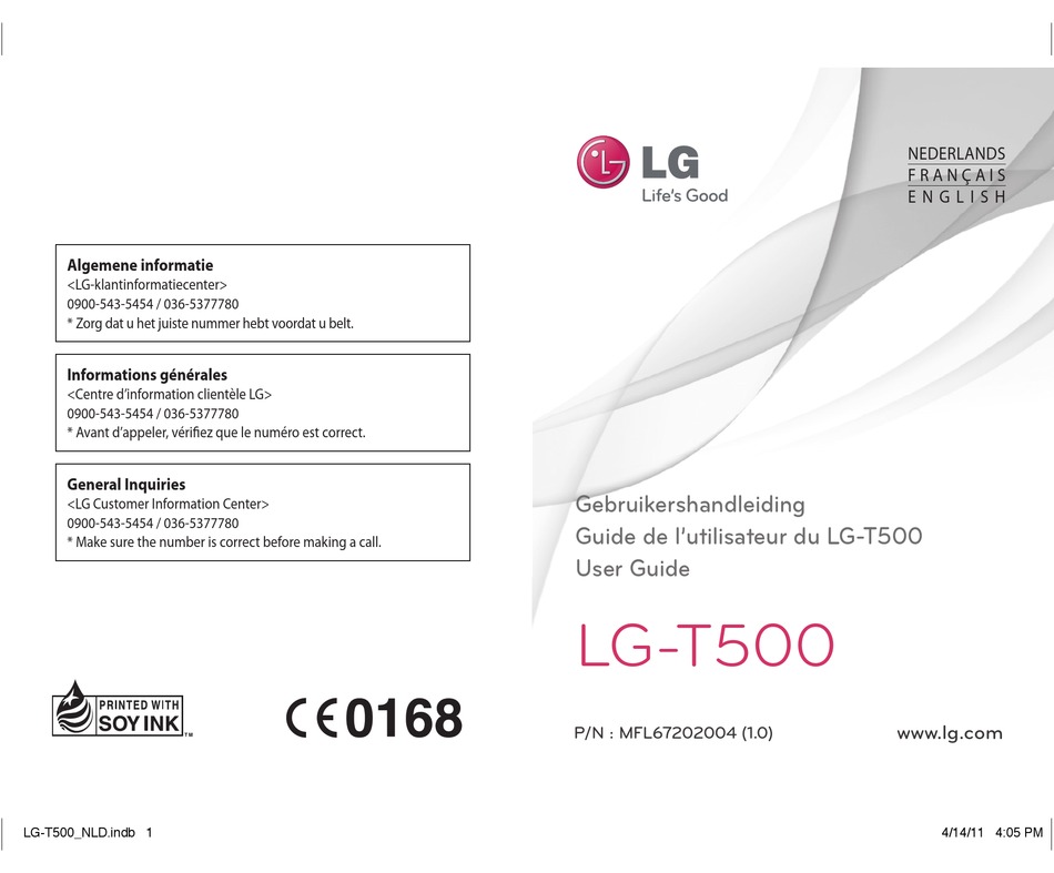 LG T500 USER MANUAL Pdf Download ManualsLib