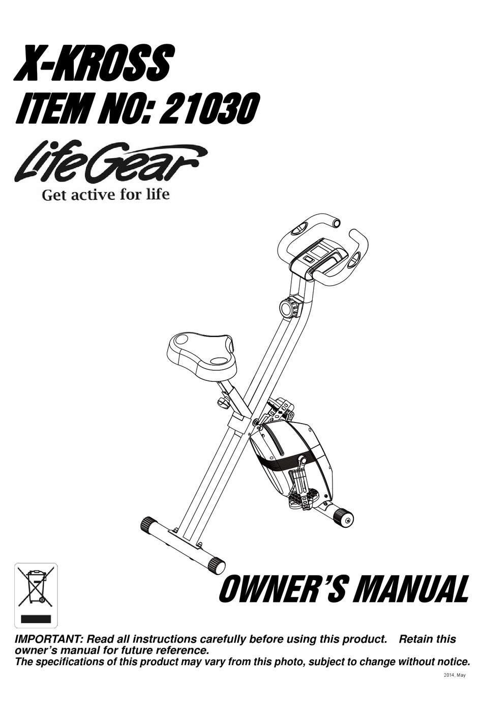 Life gear hot sale exercise bike manual