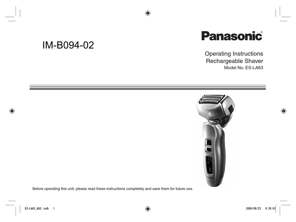 PANASONIC ES-LA63 OPERATING INSTRUCTIONS MANUAL Pdf Download | ManualsLib