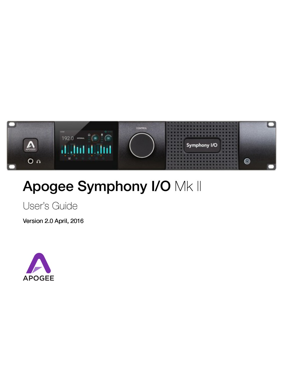 APOGEE SYMPHONY I O MK II USER MANUAL Pdf Download ManualsLib apogee-symphony-i-o-mk-ii-user-manual-pdf-download-manualslib