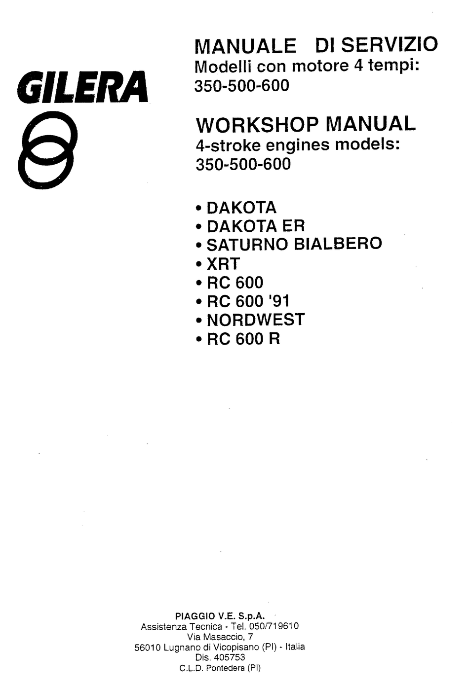 Gilera 350 Workshop Manual Pdf Download Manualslib