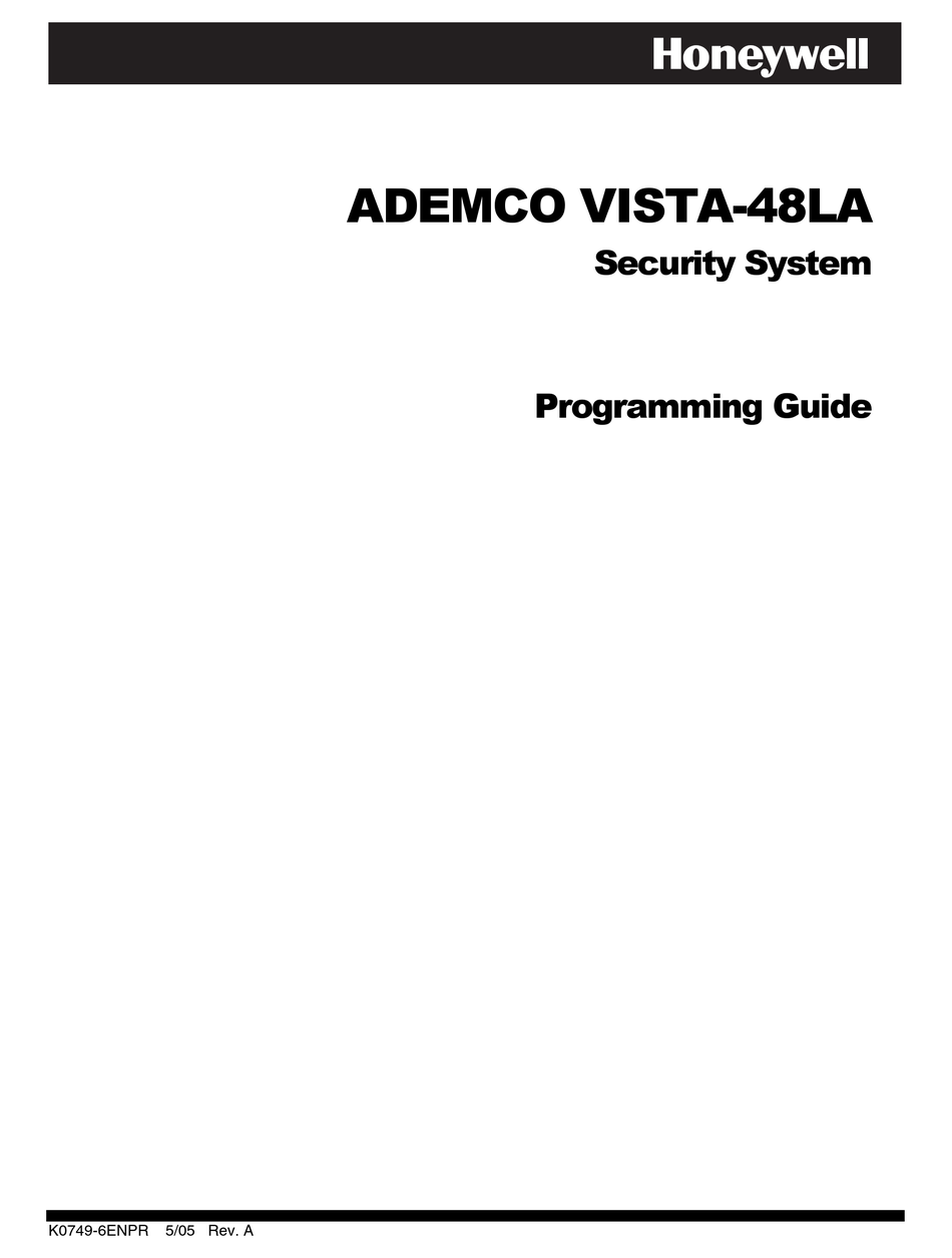 HONEYWELL ADEMCO VISTA48LA PROGRAMMING MANUAL Pdf Download ManualsLib