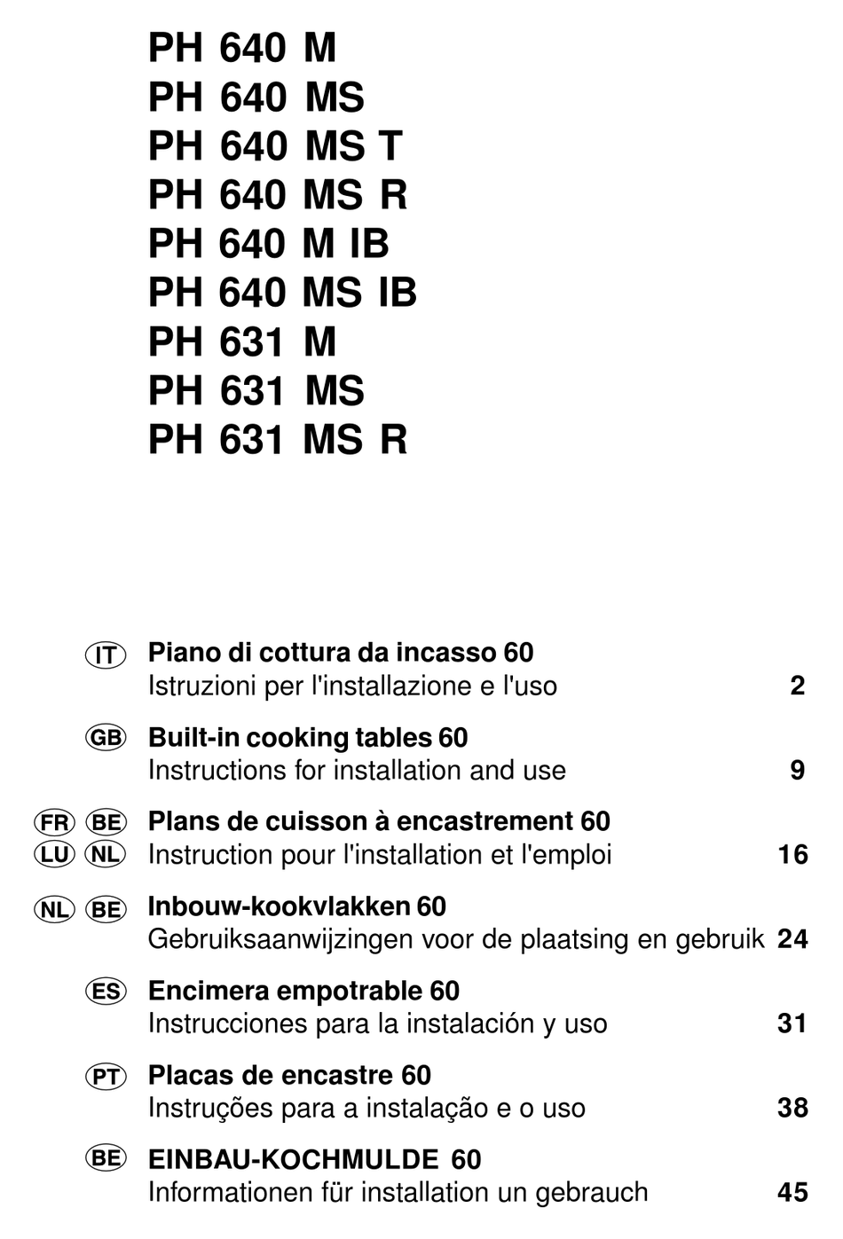 HOTPOINT ARISTON PH 640 M INSTRUCTIONS FOR INSTALLATION AND USE MANUAL Pdf  Download | ManualsLib