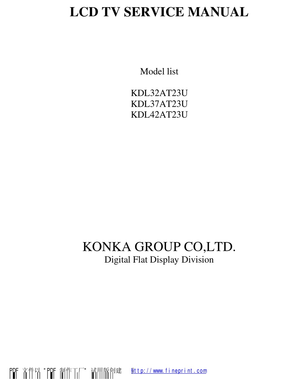 Konka Group Kdl32at23u Service Manual Pdf Download Manualslib