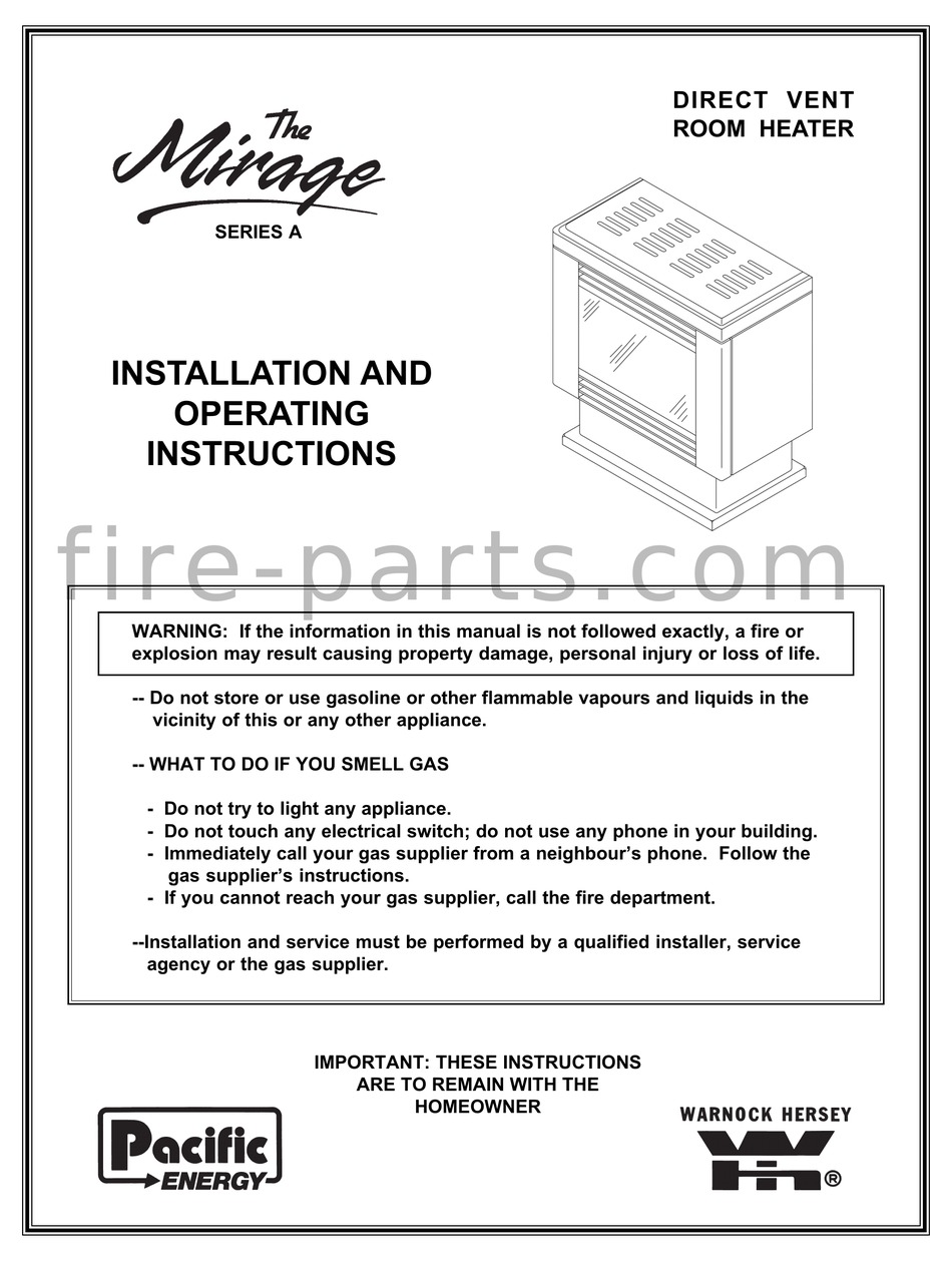 MIRAGE SERIES A INSTALLATION AND OPERATING INSTRUCTIONS MANUAL Pdf ...