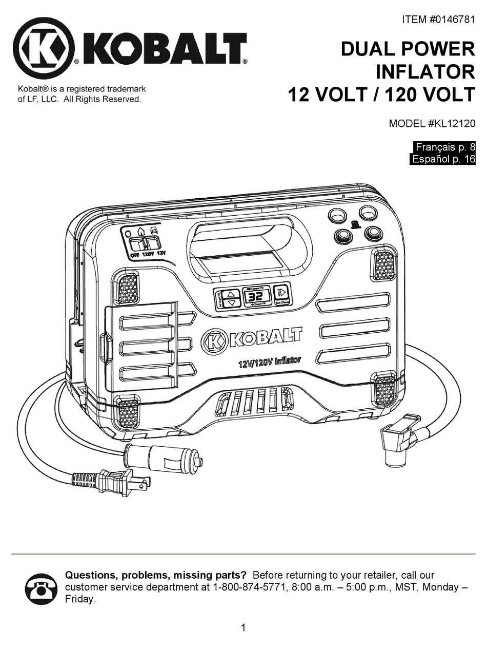 KOBALT KL12120 OPERATING INSTRUCTIONS MANUAL Pdf Download ManualsLib