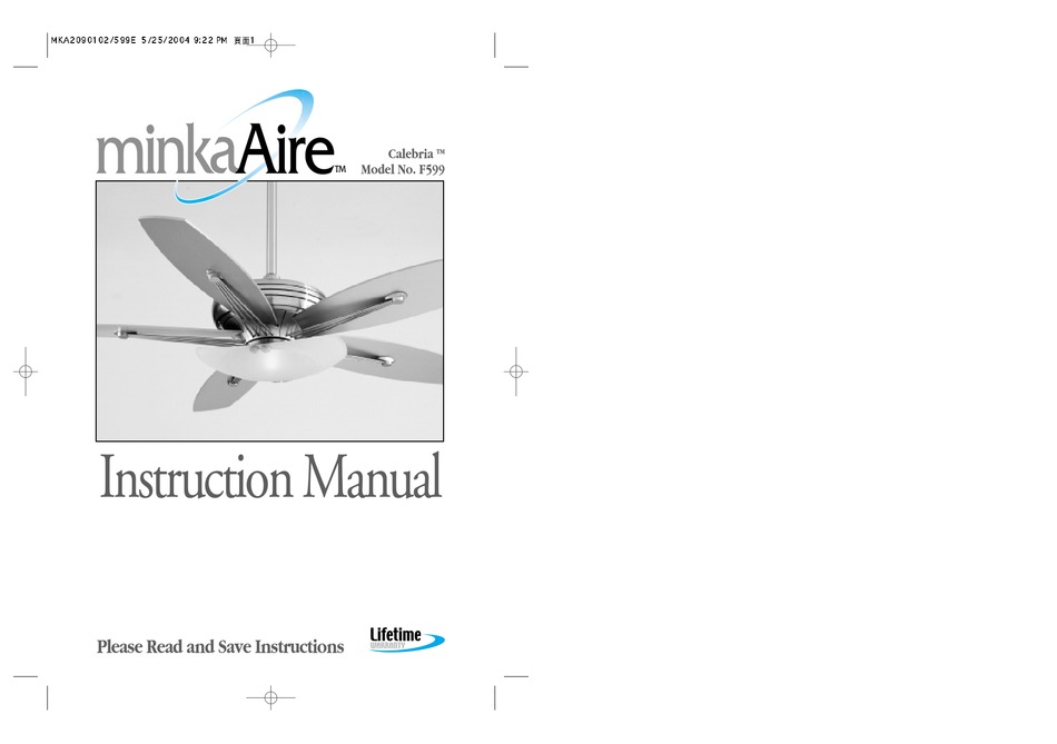 Minka Aire F599 Instruction Manual Pdf Download Manualslib