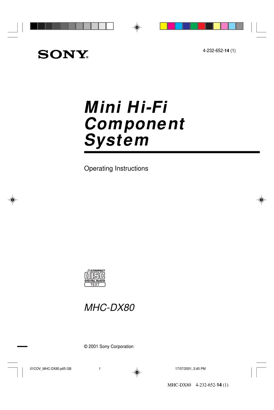 SONY MHC-DX80 OPERATING INSTRUCTIONS MANUAL Pdf Download | ManualsLib