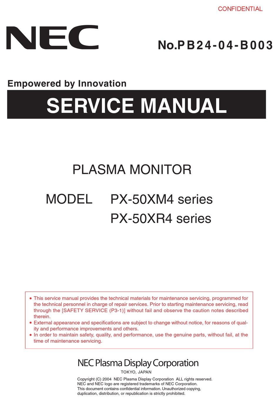 PX42XM4A Replacement Remote for NEC 42XR4A PLASMASYNC 61XM4 