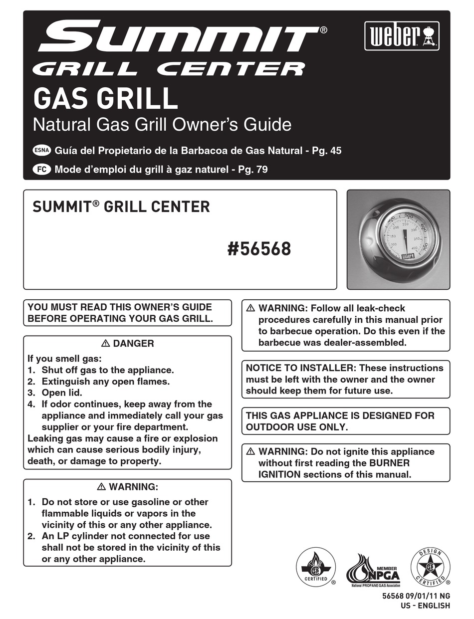 Weber Summit Grill Center 56568 Owner S Manual Pdf Download Manualslib